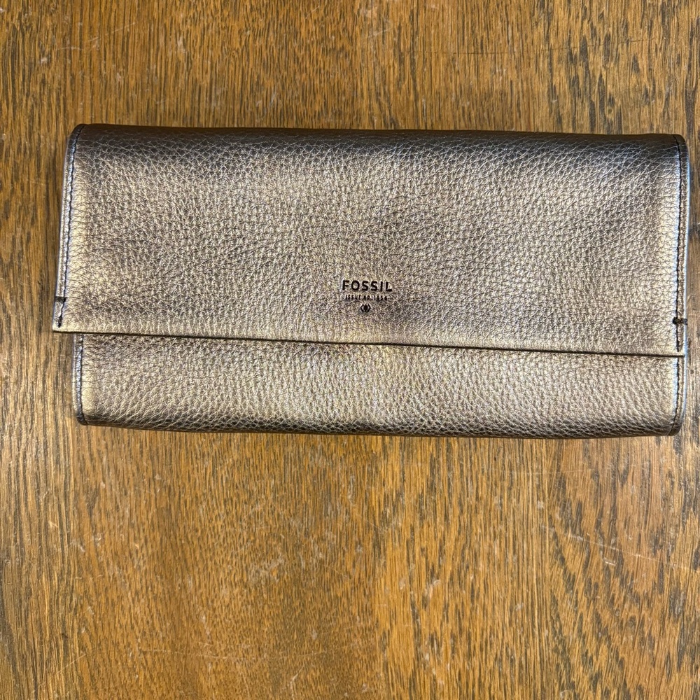 Fossil Leather Jewelry Roll Travel Case Rose Gold
